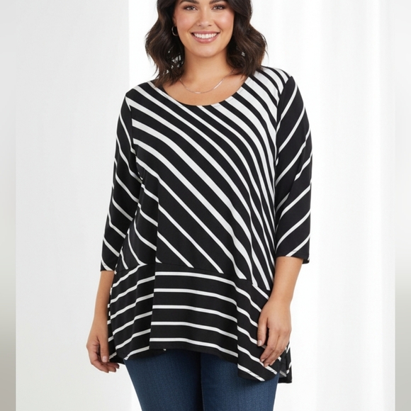 INC International Concepts women's plus size striped blouse plus size 2X - Picture 1 of 9